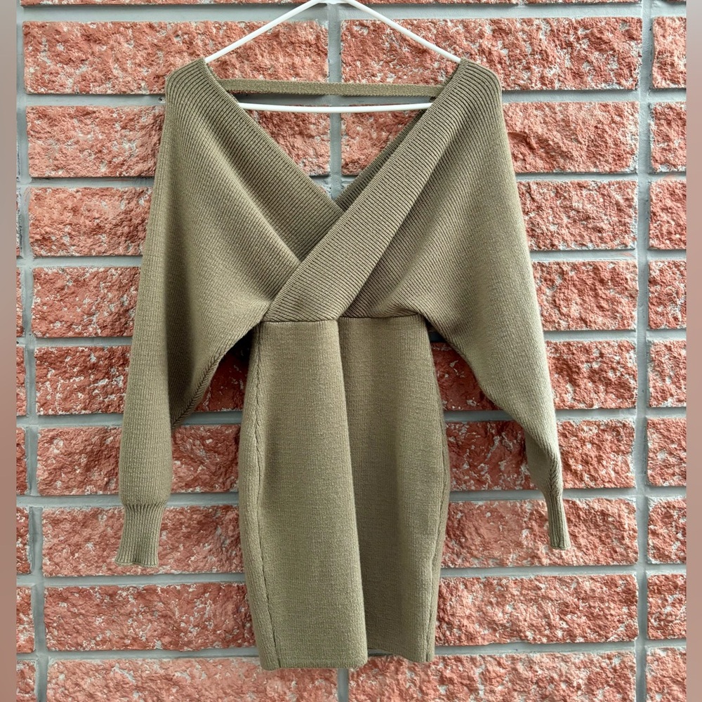 Olive Green Sweater dress - Picture 4 of 7
